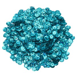 sourcing map Loose Sequins 6MM Laser Sequins 2400Pcs Cup Sequins Embroidery Sequins for Jewelry Making Crafts Sewing,Lake Blue
