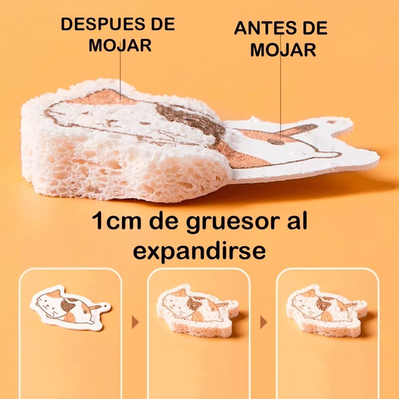 Veraly Esponja Pulpa De Madera Diseños Kawaii Limpieza Profunda