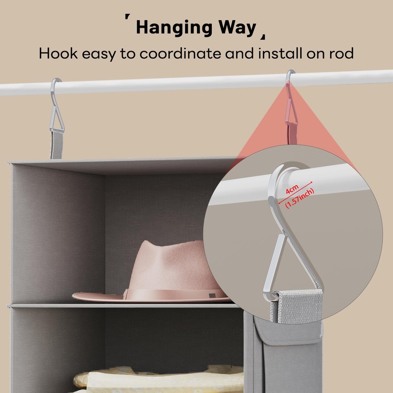 Vailando 6-Tier Hanging Shelves for Closet, Two 3-Shelf Hanging Closet