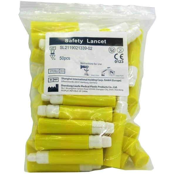 100 x Single Use Sterile Safety Lancets (21G) For Blood Testing / Diabetes / Cholesterol Test Samples