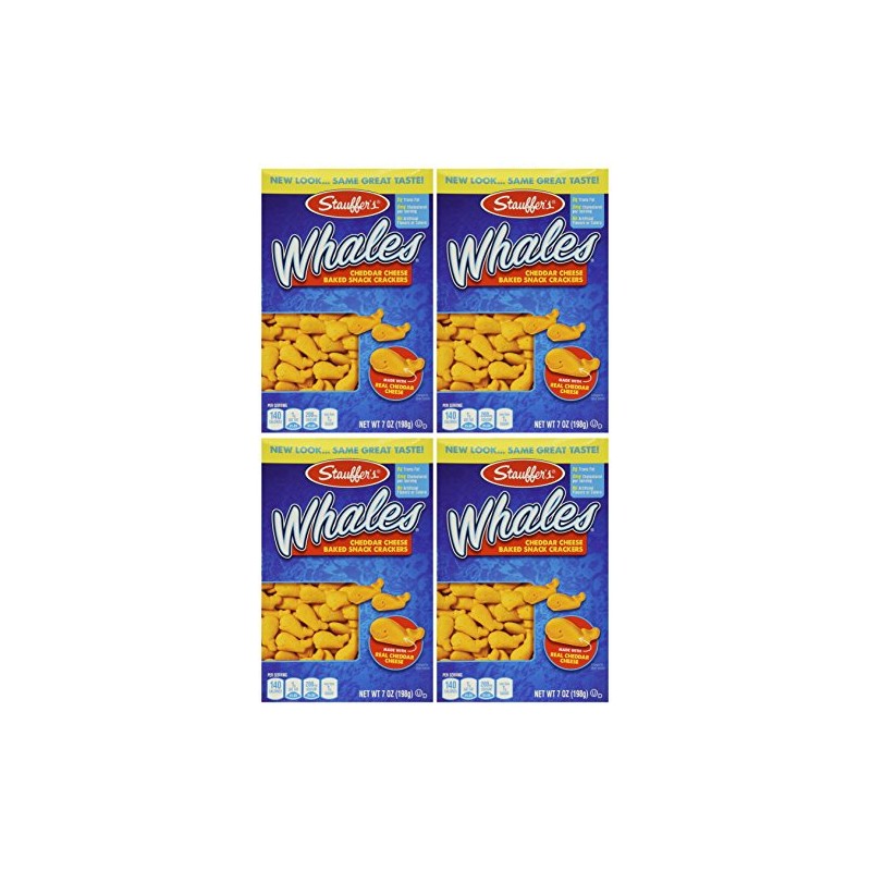 Stauffer's, Whales, Baked Cheddar Snack Crackers, 7oz Box (Pack of