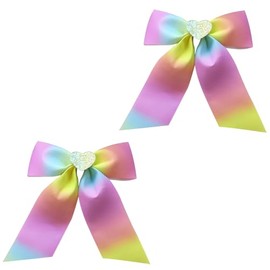 2 Pack Rainbow Bow Hair Clips for Kids Girls and Women Stylish Star and Gradient Design Candy Color Hair Accessories for School and Parties (Color 3)