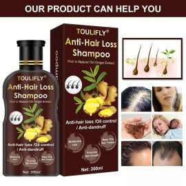 Toulifly Regrowth Anti-Hair Loss Shampoo Rich in Natural Old Ginger Extract for Men&Women