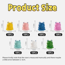 Mini Resin Frogs 70 Pack, Mixed Colors Tiny Frog Realistic Garden Ornaments, Green Frog Figurines Miniature Home Decor, Cute Plastic Frogs for Handwork Dollhouse Aquarium DIY Crafts Fairy Decorations