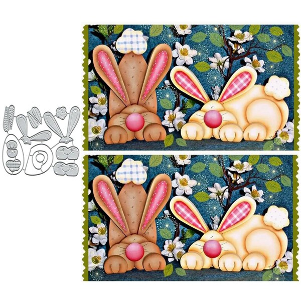Metal Cutting Dies for Card Making, Easter Bunny Flower Rabbit