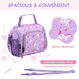 VASCHY Lunch Bag for Kids, Girls Cute Reusable Insulated Large Lunch Box Container for Toddlers Daycare School Kindergarten Unicorn