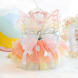 Gorgeous Pet Dress, Princess Skirt, Cat Clothes, Colorful Fairy Dress for Dogs, Cute, Butterfly Clothes, Princesses, Weddings, Celebrations, Commemorative Parties, Small Dogs, Gift (L)