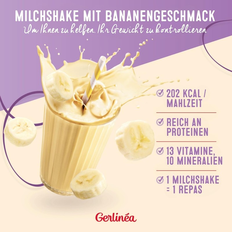 Gerlinéa Drink Milkshake Flavour Banana - Protein-Rich Meal Replacement -