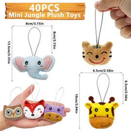 Juego de 40 mini juguetes de peluche de animales de la selva, lindos llaveros de peluche de animales pequeños para obsequios de fiesta, adorno de llavero para bolsas de dulces, rellenos de huevos de