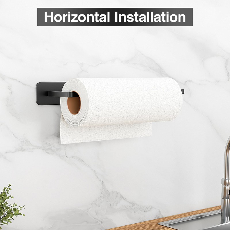 Zewa Kitchen Roll Holder No Drilling – Black Roll Holder,