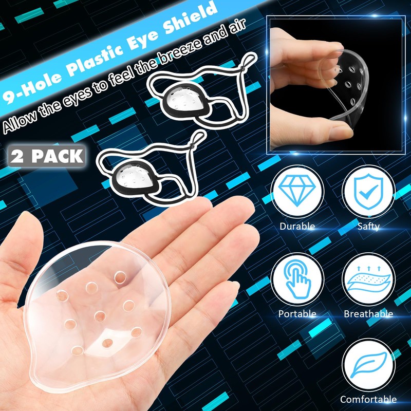Geiserailie 2 Pack Eye Shield 9-Hole Eye Shield with Adjustable