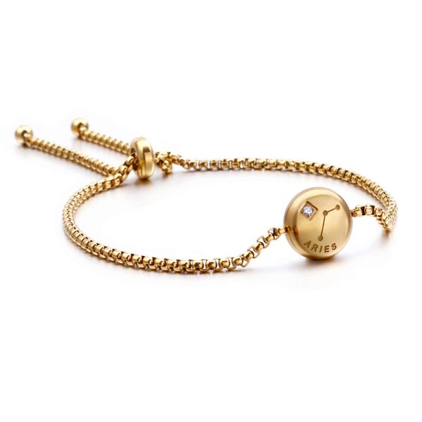 Qings Golden Constellation Bracelet Charm Zodiac Adjustable Bracelet Aries