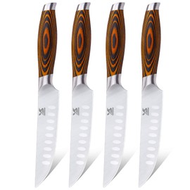 MSY BIGSUNNY Steak Knife Set, 4-Piece, German Steel 5-Inch Blade, High-end Ergonomic Handle Steakhouse Knife Set (Steak Knife Set 5")