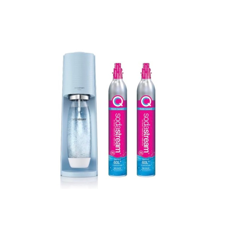 SodaStream Terra Sparkling Water Maker, Misty Blue, with 2 CO2