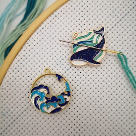 Dolphins and Waves Needle Minder Magnetic for Cross Stitch Embroidery, Cute Ocean Series Needle Nanny, Needlework and Embroidery Accessories（2 PCS）