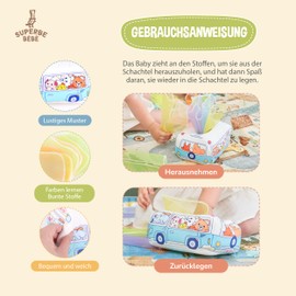 SUPERBE BEBE Baby Toy - Montessori Games for Children from 6 Months - Early Learning Toy Educational Activities Learning Toy Sensory Baby Toy - Fabric Box for Babies Gift Birth