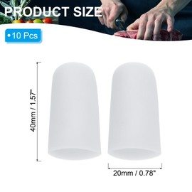 PATIKIL 1.6" Silicone Gel Finger Cots, 10 Pcs Support Fingertips Sleeve Protector Thumb Finger Caps for Finger, White