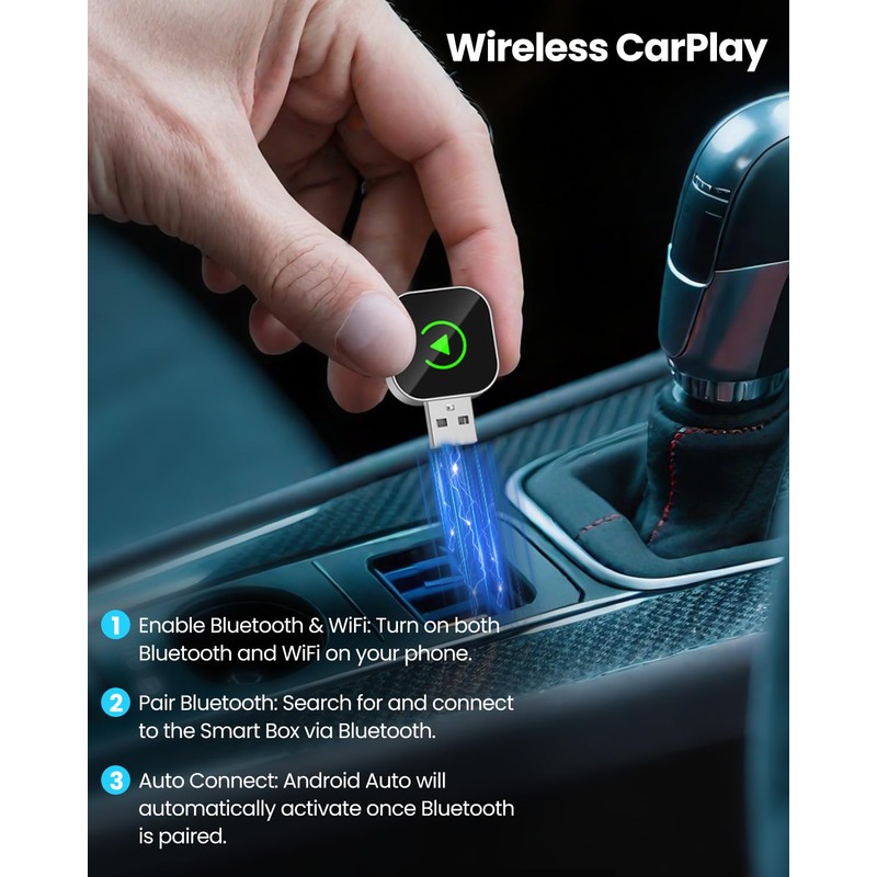 Wireless CarPlay Adapter & Android Auto Dongle 2-in-1 | Fast