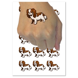 Cartoon Cavalier King Charles Spaniel Dog Pet Temporary Tattoo Water Resistant Fake Body Art Set Collection - 15 2" Tattoos (1 Sheet)