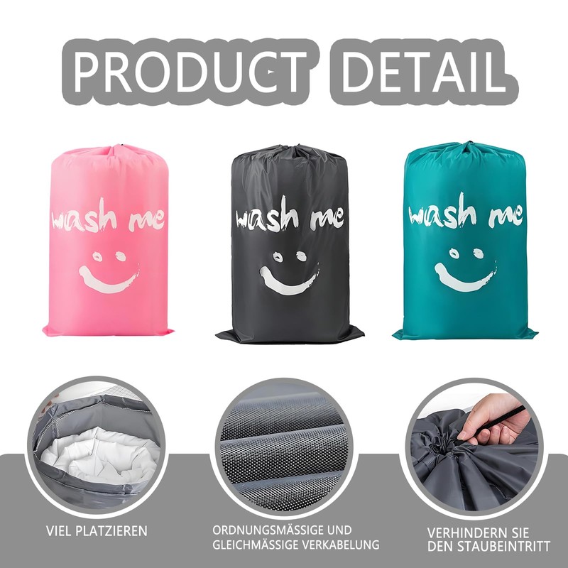 Pack of 3 Laundry Bags Travel Dirty Laundry Bag Travel