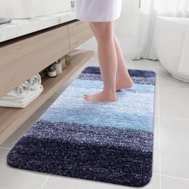 Arotive Microfiber Bathroom Rugs, Shaggy Soft and Absorbent Bath Rug, Non-Slip, Thick Plush Bathroom Mat, Machine Washable Dry Bath Mats for Bathroom, Tub and Shower, 54" x 24", Blue