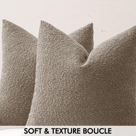 MIULEE Textured Boucle Throw Pillow Cover Light Brown Accent Solid Lumbar Pillow Case Decorative Soft Pack of 1 Couch Cushion Chair Sofa Bedroom Livingroom Home Decor,24x24 Inch