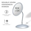 Double Vision™ Gooseneck Vanity/Wall Mount Mirror 5X/10X Magnification, Made in