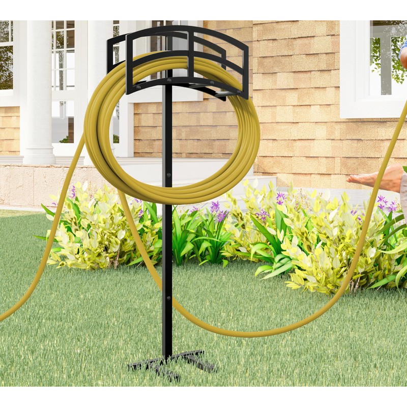 Kingson Heavy-Duty Metal Garden Hose Holder - Detachable & Freestanding