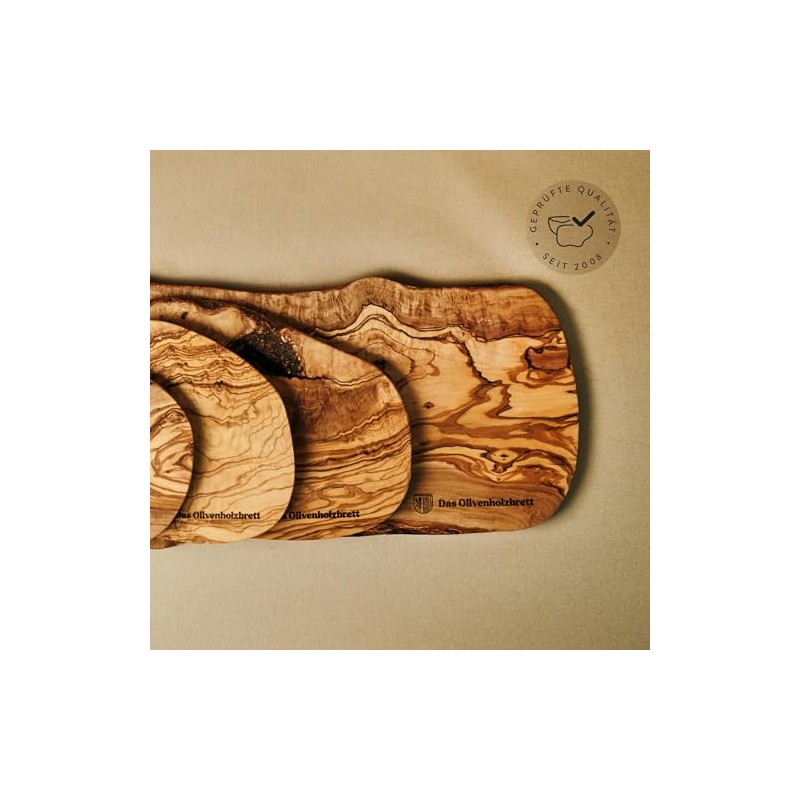 DAS OLIVENHOLZBRETT® Olive Wood Cutting Board Round with Groove 22