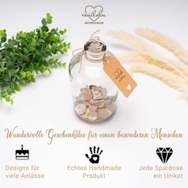 Vanilalu - Large money box for coins - wish filler in silver - gift for saving