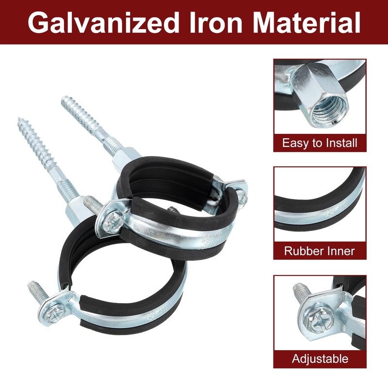 sourcing map 4 Pcs Adjustable Pipe Bracket Clamp, 3"(76mm) Wall