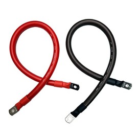 2/0 AWG Gauge Red OR Black Battery Inverter Cables Solar, RV, Car, Boat ,Made in The USA by PAKA Tools (4 FEET,Both END 3/8, RED)