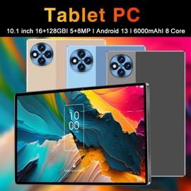Tablet 6GB+128GB 10.1 inch 1960*1080 High-Clear Android13 4G Calling 10-Core MT6797 Processor 128GB Expandable Memory GPS WiFi BT Connection 6000mAh Battery Long Standby Time with Tablet Case
