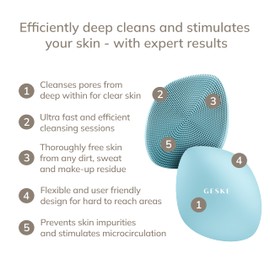 GESKE SmartAppGuided™ Facial Brush | 4 in 1 | Professional Facial Cleansing Brush | Skin Cleansing Silicone Facial Brush | Routine Skincare | Gentle Cleansing | Facial Cleanser