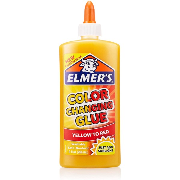 Elmer's Color Changing Liquid Glue, Great for Making Slime, Washable, Yellow to Red, 9 Ounces
