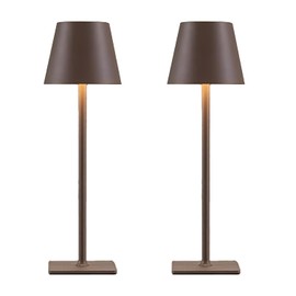 Brown Cordless Table Lamps Set of 2,Vintage Rechargeable Lamp for Restaurant Dinner Dining Kitchen Countertop Bathroom Counter Top Tabletop Lighting,Shower Lamp for Insider Shower,Lampara Recargable