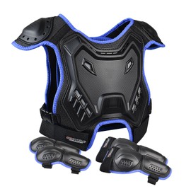 Kinder Dirt Bike Gear Motorrad Rüstung Anzug Brustschutz mit Knieschützern Ellenbogenschoner für Jugendliche Mountainbike Radfahren Skaten (Blau)