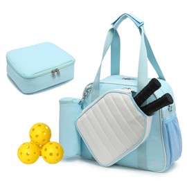 RAINBOW SMILE Womens Mens Crossbody Pickleball Bag with Ice Bag & Ball Bag 3-Piece Sets, Waterproof Pickle Ball Bag Tote Shoulder Bag