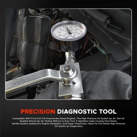 High Pressure Oil System IPR Air Test Tool Kit Compatible with Ford 6.0L 7.3L Powerstroke Diesel,with Gauge and IPR Test Fitting