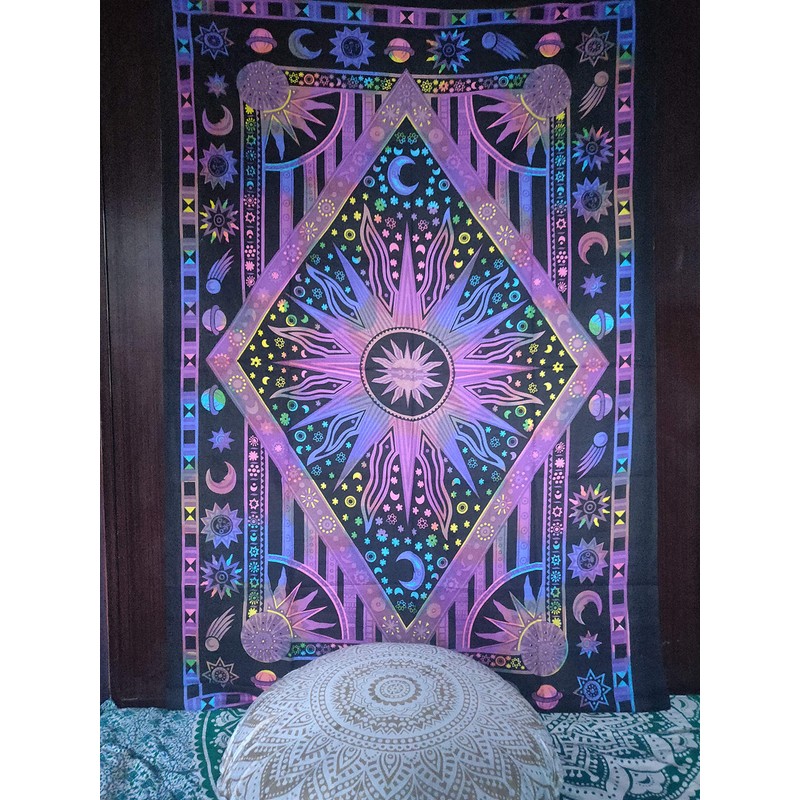 ICC Purple Burning Sun Tie Dye Tapestry Celestial Sun Moon