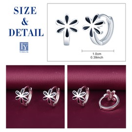 Yumilok Women's Earrings Stud Earrings Flower Fireworks Hoop Earrings Small Epoxy 925 Sterling Silver Hoop Earrings for Women, Cubic Zirconia