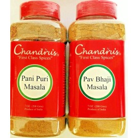 Chandru's Pani Puri Masala 200g Jar + Pav Bhaji Masala -200g Jars- Spice Blend-Chandru'