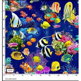 Michael Miller Tropical-Jewels of the Sea- Colorful Fish & Coral -DDC11486-Blue -By Half Yard