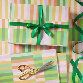 The Gift Wrap Company 58-189200 Modern Striped Flat Gift Wrapping Paper Sheet Set, 30" x 23", Multicolor, 3 Pieces