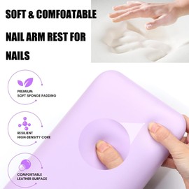 DONGYUNAI Arm Rest for Nails Tech, Big Manicure Hand Rest Nail Arm Rest Cushion Microfiber Leather Nail Cushion Technician Table Nail Art Accessories for Nails Toenails