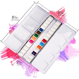 JANKOW 1PC Empty Watercolor Palette with Lid, Metal Tin Box for Watercolor Acrylic Oil DIY Travel Art Supplies, Half Pans with Fold-Out Palette, Large Mixing Area, Empty Watercolor Tin Palette (large)