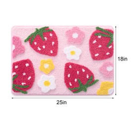 Anybar Pink Bathroom Rugs Cute Strawberry Flower Bath Mat Bathroom Accessories, Funny Colorful Non Slip Floor Bath Rug Machine Washable Bathmat Soft Microfiber Carpet for Shower, Bathtub (18x25 inch)
