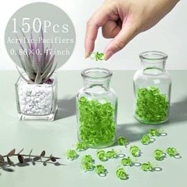 XINHUIDALSQ 150 Mini Acrylic Pacifiers for Baby Shower Girl Game, 0.86 Inch Bulk Chupones para Gender Reveal Party Favors Table Decoration (Green)