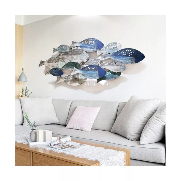 FMXYMC Coastal Ocean Metal Fish Wall Decor, 50"x 20" Large