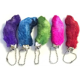 Dangerous Threads Premium Rabbit Rabbits Foot Keychain Bright Assorted Colors 5 Pieces